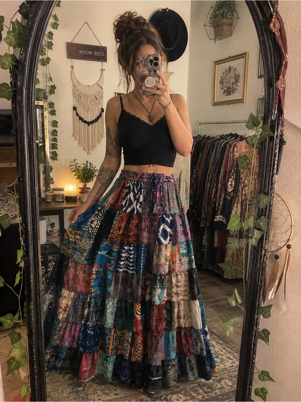 Bohemian Patchwork Maxi Skirt - Multicolor
